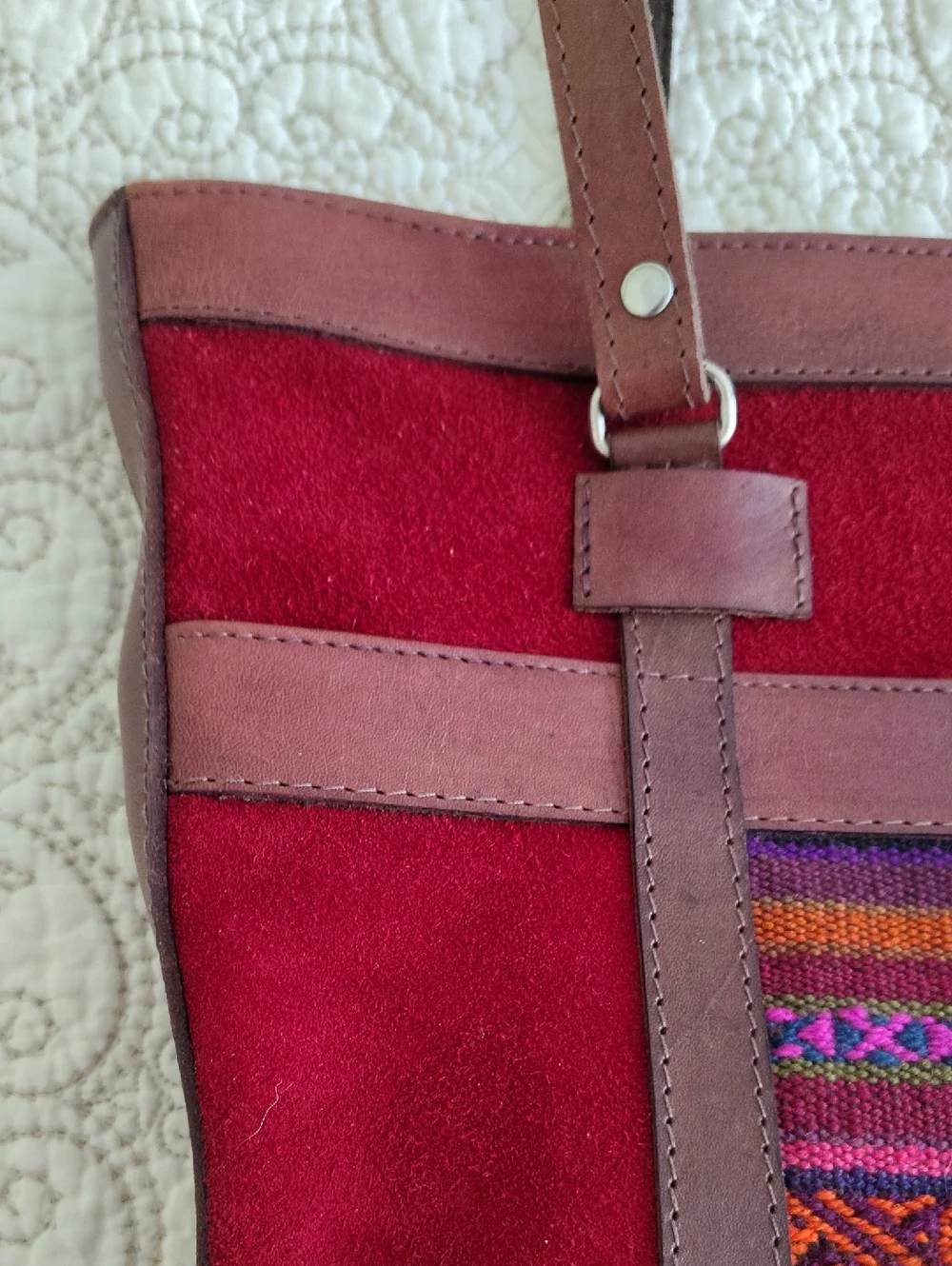 Handcrafted Bolivian‎ Brown Leather Shoulder Bag Boho Woven Artisan Fair Trade